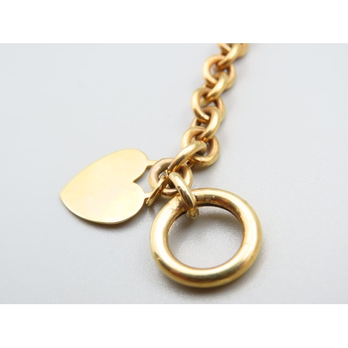 303 - 9 Carat Yellow Gold Ladies Heart Locket Motif Bracelet T Bar Clasp 19.5cm Long