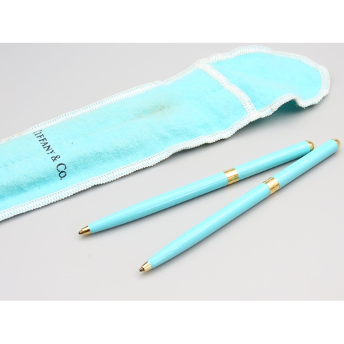 309 - Pair of Tiffany Ladies Pens Tiffany Blue Contained within Tiffany Protector Outer Case Signed Each 1... 