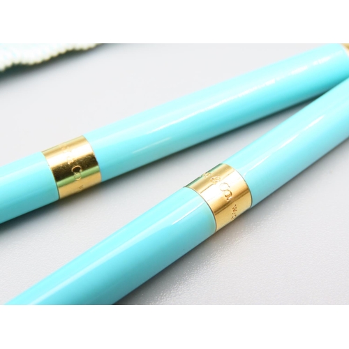 309 - Pair of Tiffany Ladies Pens Tiffany Blue Contained within Tiffany Protector Outer Case Signed Each 1... 