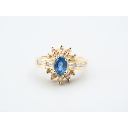 311 - Sapphire and Diamond 14 Carat Yellow Gold Ring Size L