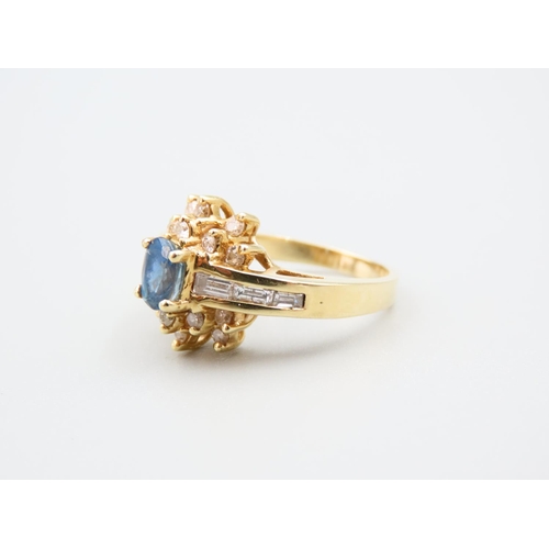 311 - Sapphire and Diamond 14 Carat Yellow Gold Ring Size L