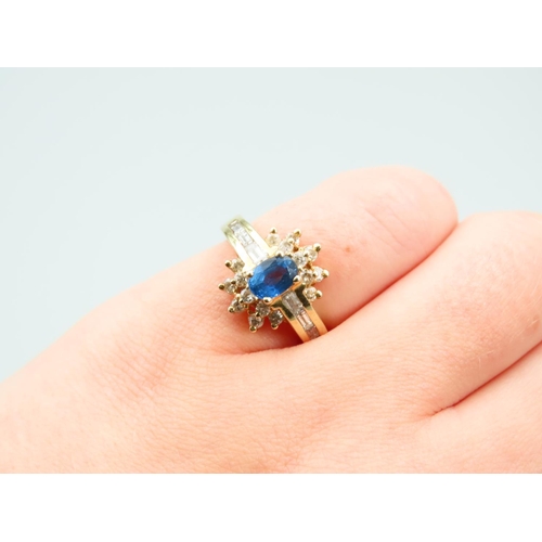 311 - Sapphire and Diamond 14 Carat Yellow Gold Ring Size L