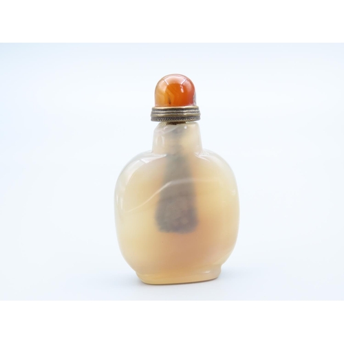 315 - Carved Jade Snuff Bottle Flask Form 7cm High