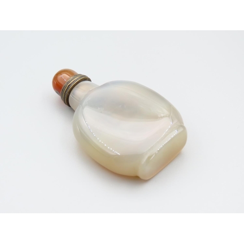 315 - Carved Jade Snuff Bottle Flask Form 7cm High