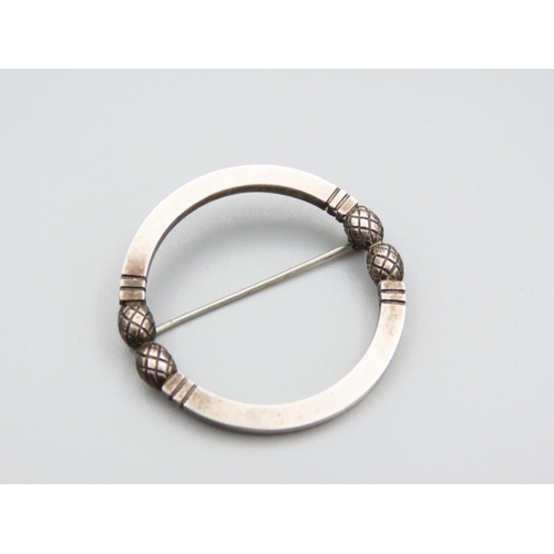 316 - George Jensen Denmark Silver Brooch Circular Form 3.5cm Diameter