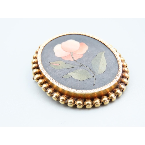 317 - Pietra Dora Ladies Brooch Mounted in 14 Carat Yellow Gold 4cm High