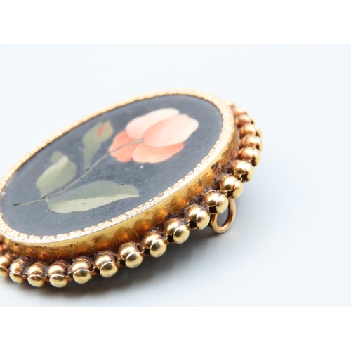 317 - Pietra Dora Ladies Brooch Mounted in 14 Carat Yellow Gold 4cm High