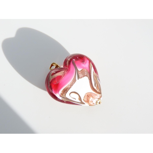 324 - Murano Glass Heart Motif Pendant Set with 9 Carat Yellow Gold Bale