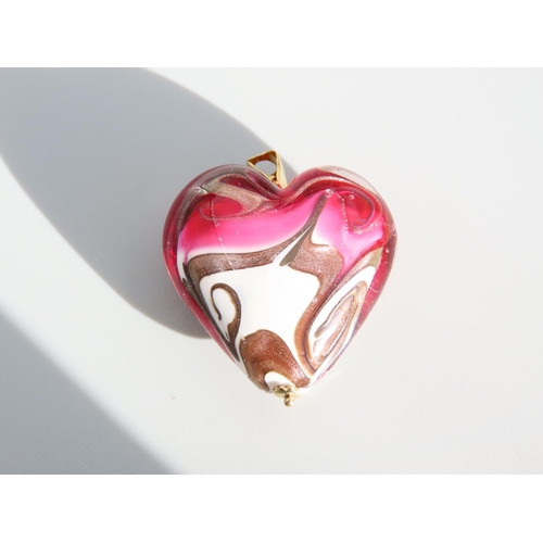 324 - Murano Glass Heart Motif Pendant Set with 9 Carat Yellow Gold Bale