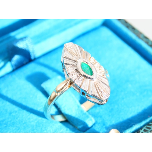 328 - Emerald and Diamond Panel Set Cluster Ring Set on 9 Carat Yellow Gold Band Ring Size T and A Half At... 