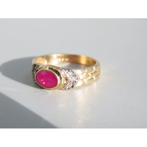 332 - Ruby and Diamond 9 Carat Yellow Gold Ring Size Q