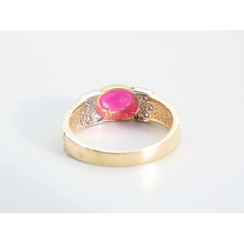 332 - Ruby and Diamond 9 Carat Yellow Gold Ring Size Q