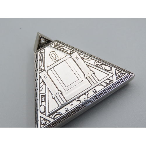 338 - Silver Mesonic Interest Triangular Form Watch Enamel Decorated Dial Various Symbols etc Seventeen Je... 