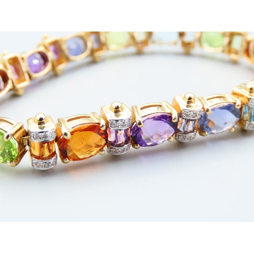 339 - 18 Carat Yellow Gold Ladies Diamond and Gemset Bracelet Articulated Form Attractively Detailed Topaz... 