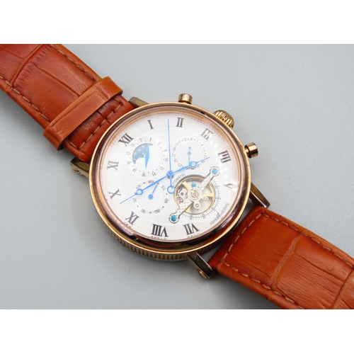 342 - Henri A Lapoint Gents Automatic Movement Three ATM Chronograph Wristwatch Moonphase Movement Attract... 