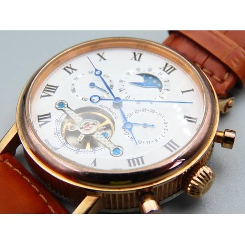 342 - Henri A Lapoint Gents Automatic Movement Three ATM Chronograph Wristwatch Moonphase Movement Attract... 