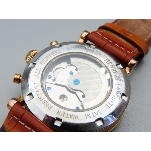 342 - Henri A Lapoint Gents Automatic Movement Three ATM Chronograph Wristwatch Moonphase Movement Attract... 