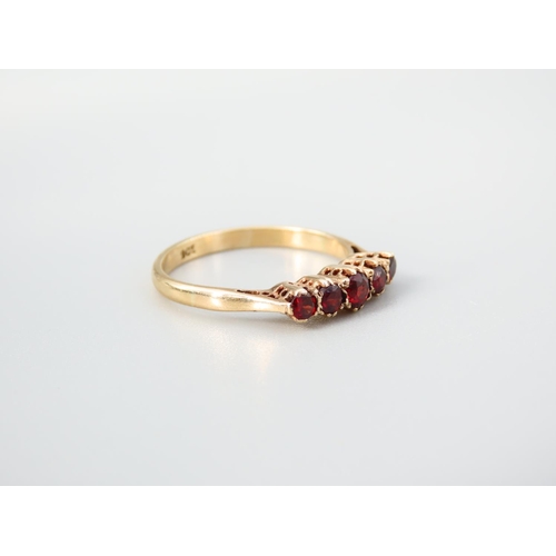 343 - Five Stone Garnet Set Ring Mounted on 9 Carat Yellow Gold Band Ring Size P