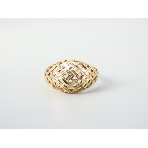 346 - 9 Carat Yellow Gold Bombe Motif Ladies Ring Size Q