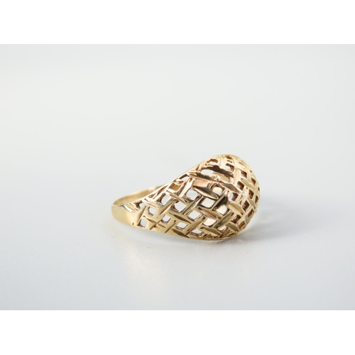 346 - 9 Carat Yellow Gold Bombe Motif Ladies Ring Size Q