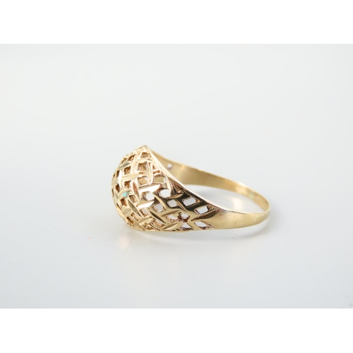 346 - 9 Carat Yellow Gold Bombe Motif Ladies Ring Size Q