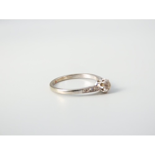 347 - Diamond Solitaire Ring Mounted on 9 Carat White Gold with Further Diamond Set Shoulders Diamonds App... 