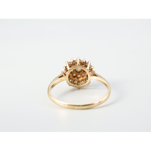 349 - Gemset Cluster Ring Mounted on 9 Carat Yellow Gold Band Ring Size Q