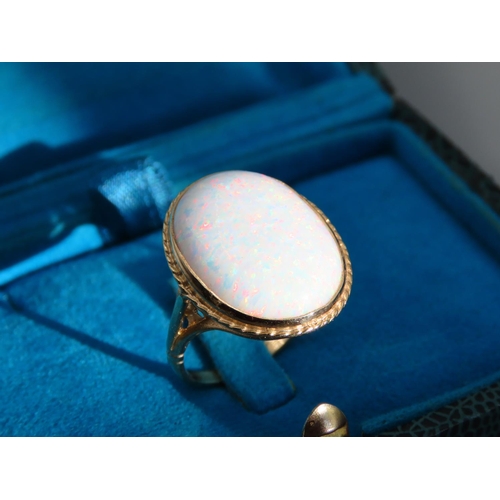 355 - Opal 9 Carat Yellow Gold Ring Cabochon Cut Ring Size M