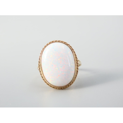 355 - Opal 9 Carat Yellow Gold Ring Cabochon Cut Ring Size M