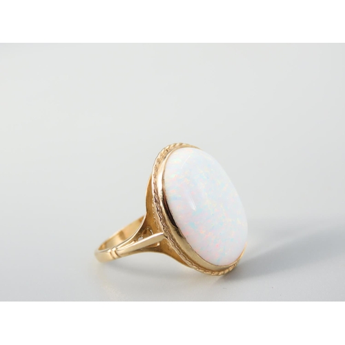 355 - Opal 9 Carat Yellow Gold Ring Cabochon Cut Ring Size M