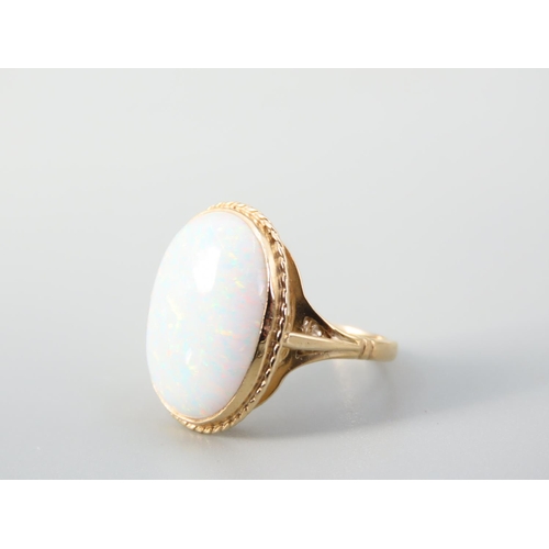 355 - Opal 9 Carat Yellow Gold Ring Cabochon Cut Ring Size M