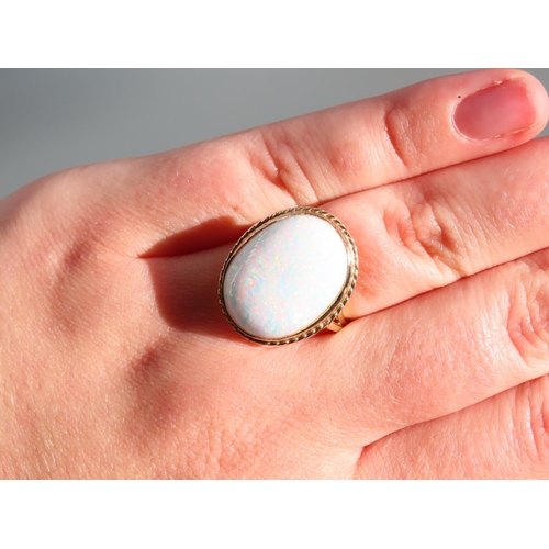 355 - Opal 9 Carat Yellow Gold Ring Cabochon Cut Ring Size M