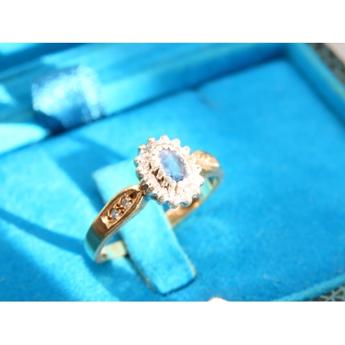 357 - Aquamarine Cluster Ring Mounted on 9 Carat Yellow Gold Band Ring Size N