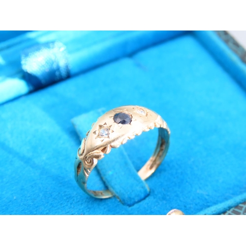 359 - Sapphire Three Stone Ring Mounted on 9 Carat Yellow Gold Band Ring Size M