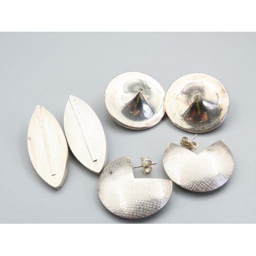 368 - Three Pairs of Vintage Modernist Form Ladies Earrings Largest Approximately 6cm Drop