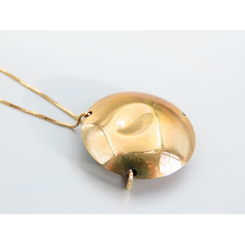 381 - Japanese Enamelwork Decorated 9 Carat Yellow Gold Pendant Set on 9 Carat Yellow Gold Chain 44cm Long