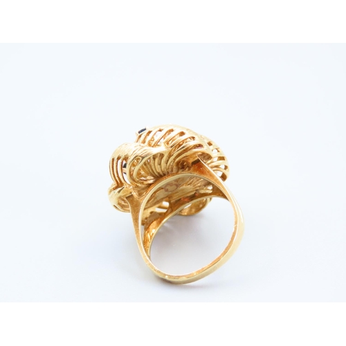 385 - Vintage Bombe Form Tutti Frutti Ladies Statement Ring Mounted on 18 Carat Yellow Gold Set with Sapph... 