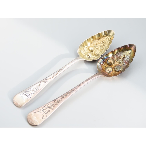 399 - Pair of Antique Silver Berry Spoons