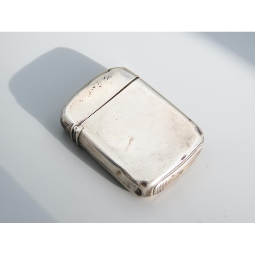 400 - Antique Silver Vesta Case Hinged Cover Striker to Base