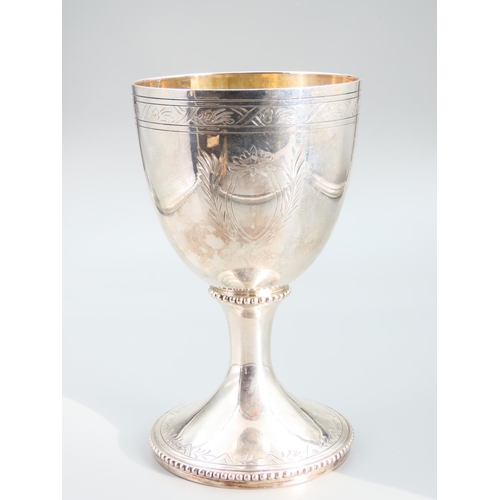 401 - Silver Chalice Pedestal Form Gilt Lined Interior 13cm High