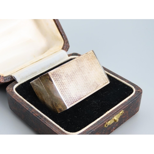 402 - Silver Napkin Ring Rectangular Canted Form contained within Original Leather Lined Presentation Box