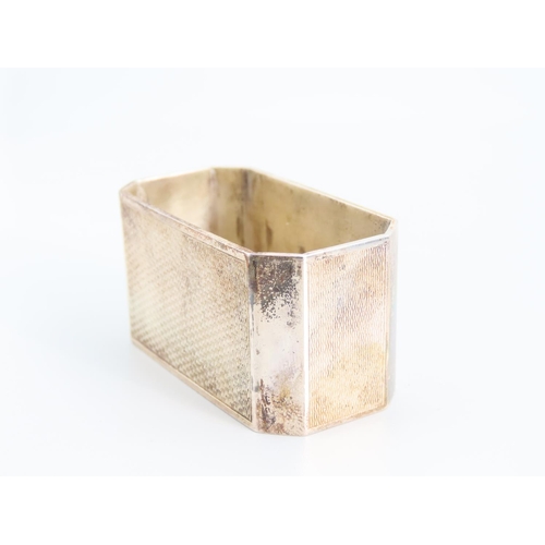 402 - Silver Napkin Ring Rectangular Canted Form contained within Original Leather Lined Presentation Box