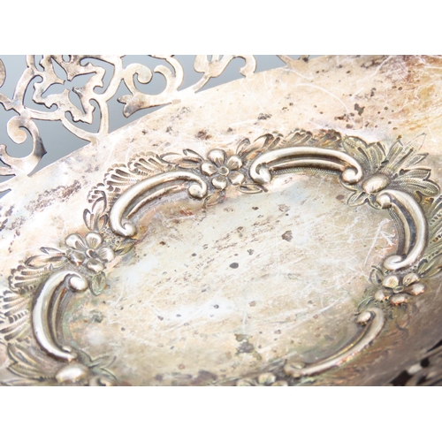 407 - Silver Table Dish Embossed Decoration Pedestal Form 30cm Wide x 22cm Deep x 8cm High