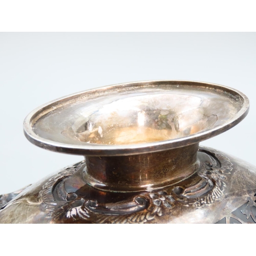 407 - Silver Table Dish Embossed Decoration Pedestal Form 30cm Wide x 22cm Deep x 8cm High