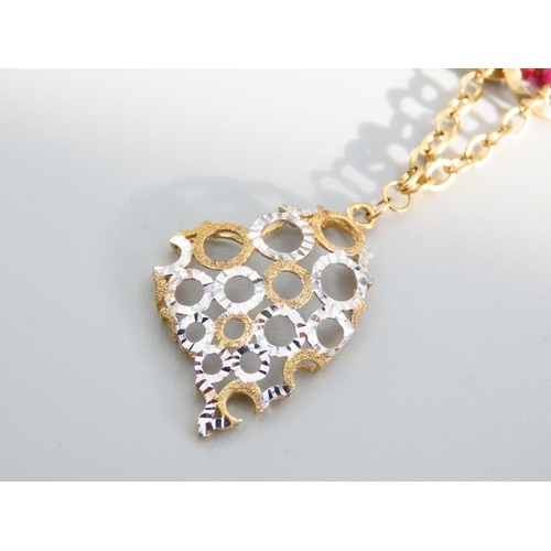 408 - 9 Carat Yellow and White Gold Ladies Pendant Drop Necklace Modernist Form Pendant 3cm High Necklace ... 