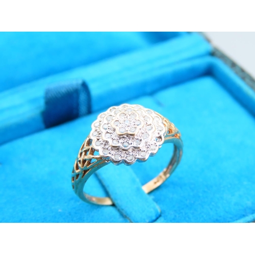 436 - Diamond Cluster Ring Mounted on 9 Carat Yellow Gold Band Ring Size R