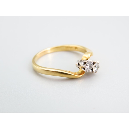 437 - Twin Stone Diamond Ladies Ring Crossover Setting Mounted on 18 Carat Yellow Gold Band Ring Size O an... 