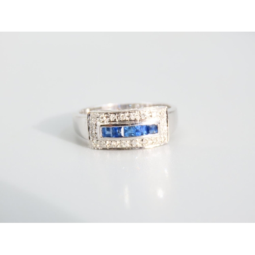 443 - Sapphire and Diamond Ladies Band Ring Mounted on 18 Carat White Gold Ring Size M