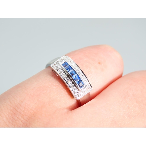 443 - Sapphire and Diamond Ladies Band Ring Mounted on 18 Carat White Gold Ring Size M