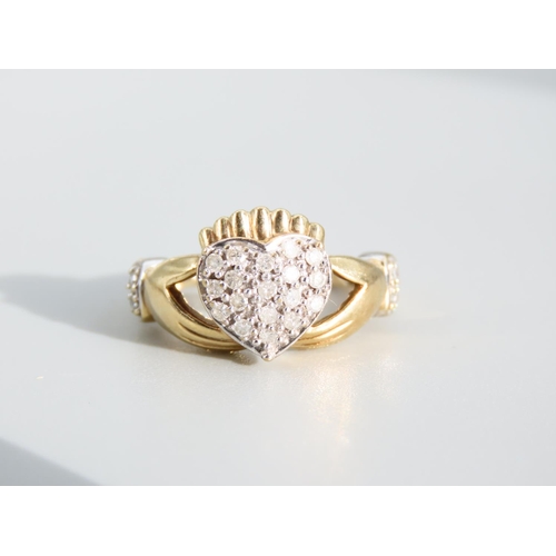 444 - Diamond Ladies Cluster Ring Mounted on 9 Carat Gold Band Size P